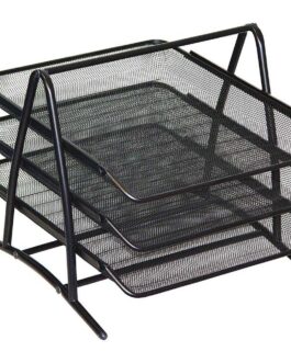 Document tray 3 drawers Metal mesh Black