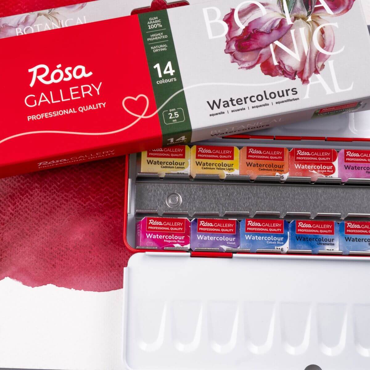 Akvarellid Komplekt ROSA Gallery Botanical 14 värvi Metallkarbis 340202 - Pilt 4