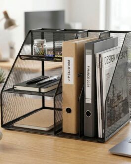 Desk set/magazine rack, seven-piece metal mesh, black, D.Rect