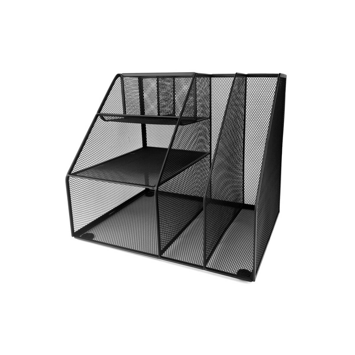 Desk set/magazine rack, seven-piece metal mesh, black, D.Rect - Image 2