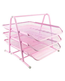 Desktop Shelf 3 Drawers Metal Grid Powder Pink Lev.