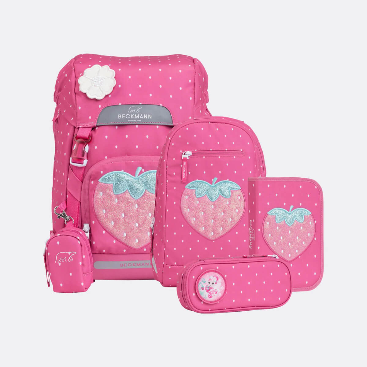 Schoolbag - Backpack Set 6 pieces Beckmann Classic (22 liters), Strawberry